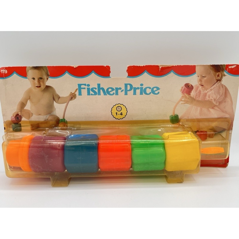 Vintage 1983 Fisher-Price #119 String-Along Beads Sealed Original Package NOS